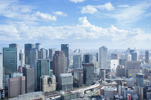 Aerial view skyline of Osaka downtown Japan