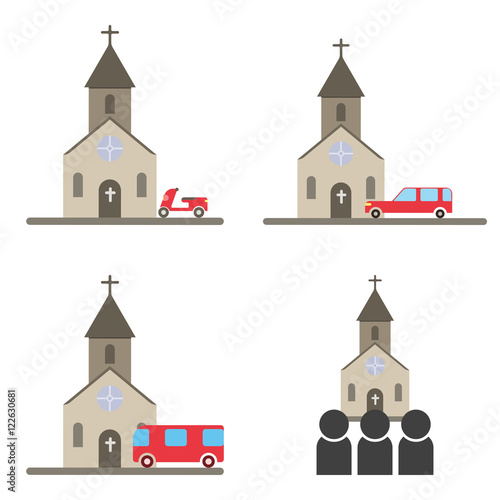 church and transpotr flat icons