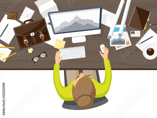 Vector illustration. Flat background. Market trade. Trading platform ,account. Moneymaking,business. Analysis. Investing.