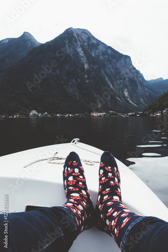 Feet with socks on a electr...