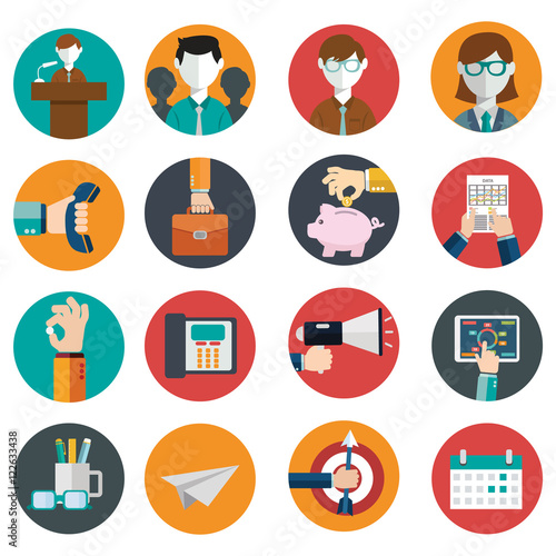 Human resources and management icons set
