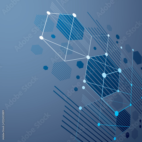 3d vector abstract blue background created in Bauhaus retro styl