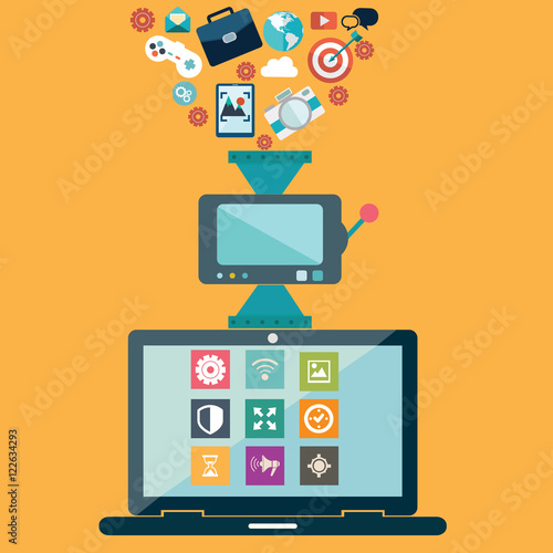 Vector infographics in flat style app development programming and creating application