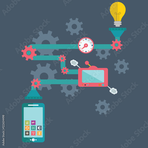 Vector infographics in flat style - app development for mobile phone - programming and creating application