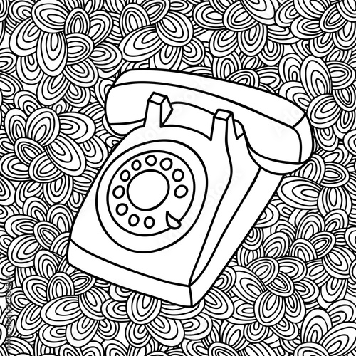 Hand drawing old phone.