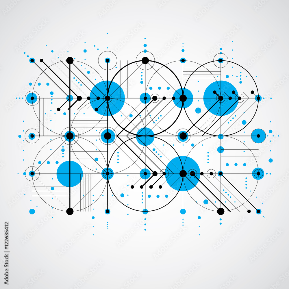 Vector blue abstract background created in Bauhaus retro style. Vector blue abstract background created in Bauhaus retro style.