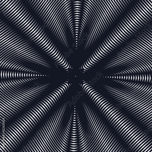 Illusive background with black chaotic lines, moire style. Contr