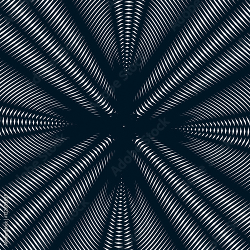 Decorative lined hypnotic contrast background. Optical illusion 