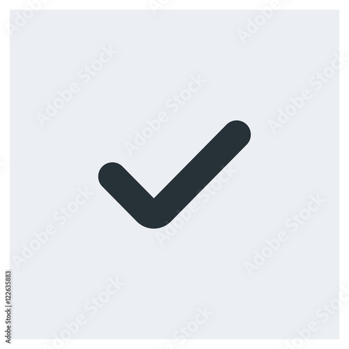 Check icon, image jpg, vector eps, flat web, material icon, icon with long shadow on grey background
