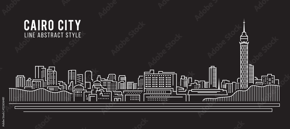 Cityscape Building Line art Vector Illustration design - Cairo city