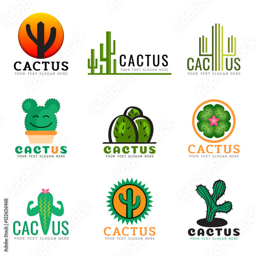 Cactus logo creative vector illustration set design