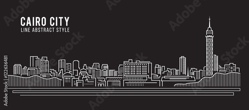 Cityscape Building Line art Vector Illustration design - Cairo city