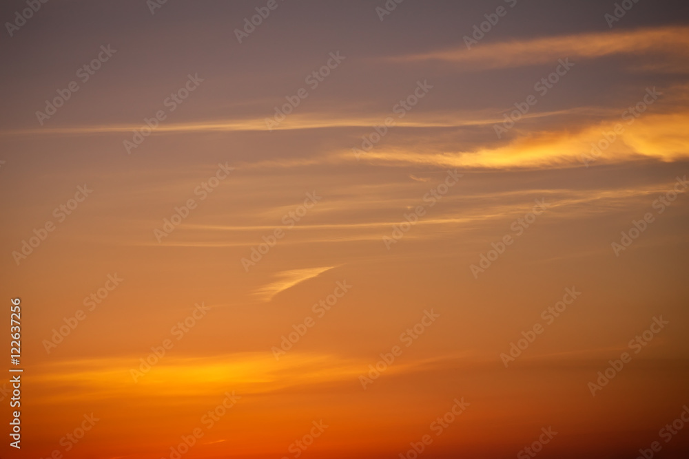 Beautiful colorful sunset sky. Sky as Background.