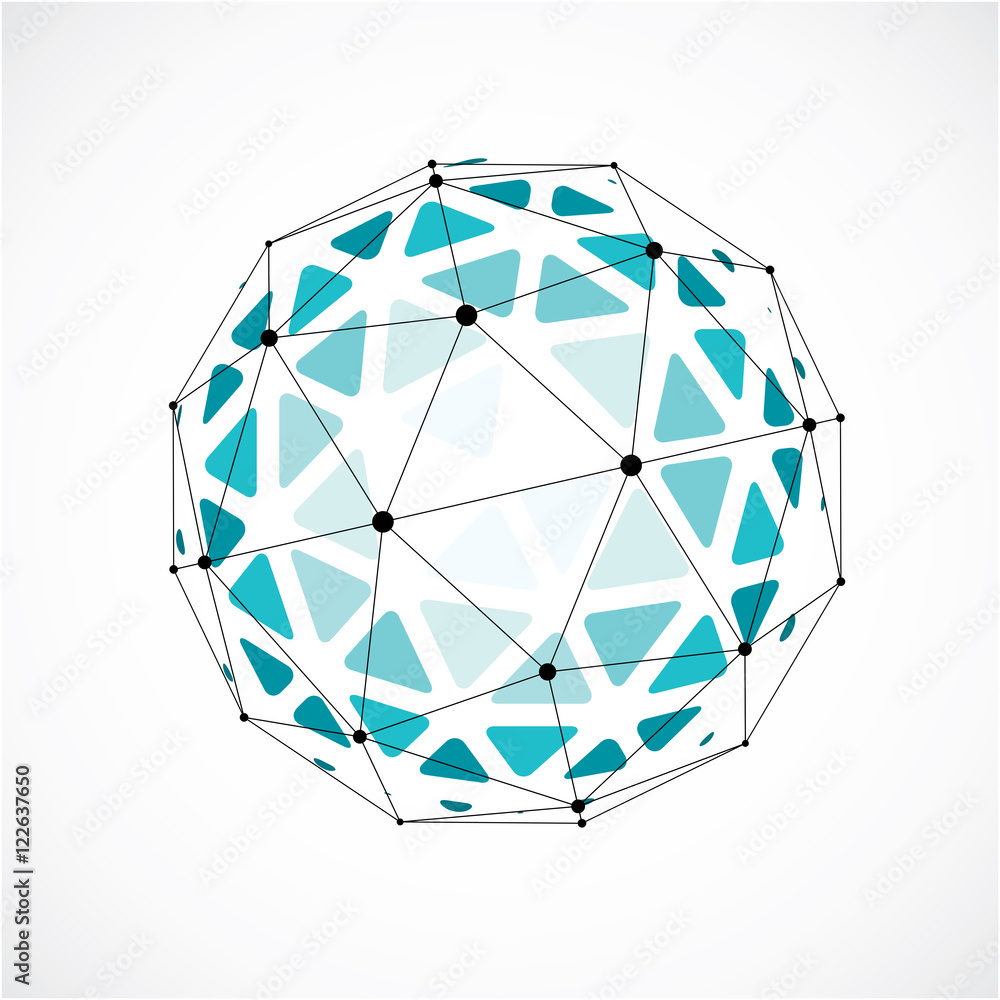 Abstract vector low poly object with black lines and dots connec Abstract vector low poly object with black lines and dots connec