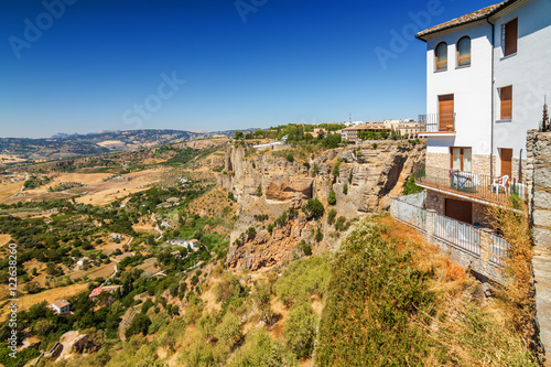 Sunny view of countryside fields near Ronda, Malaga province, Spain.