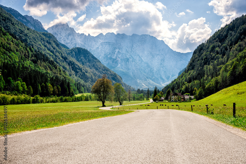 road through Alps. road through Alps.
