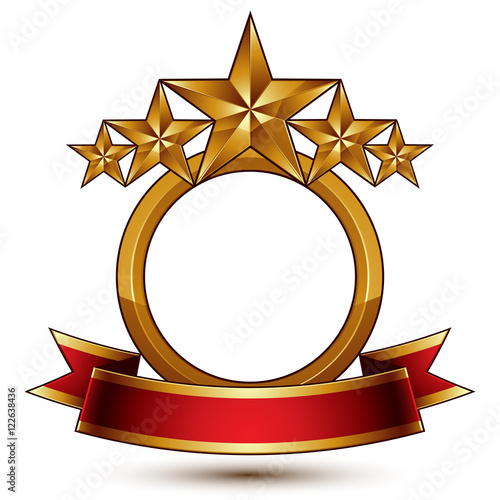 Majestic vector golden ring isolated on white background, 3d pol
