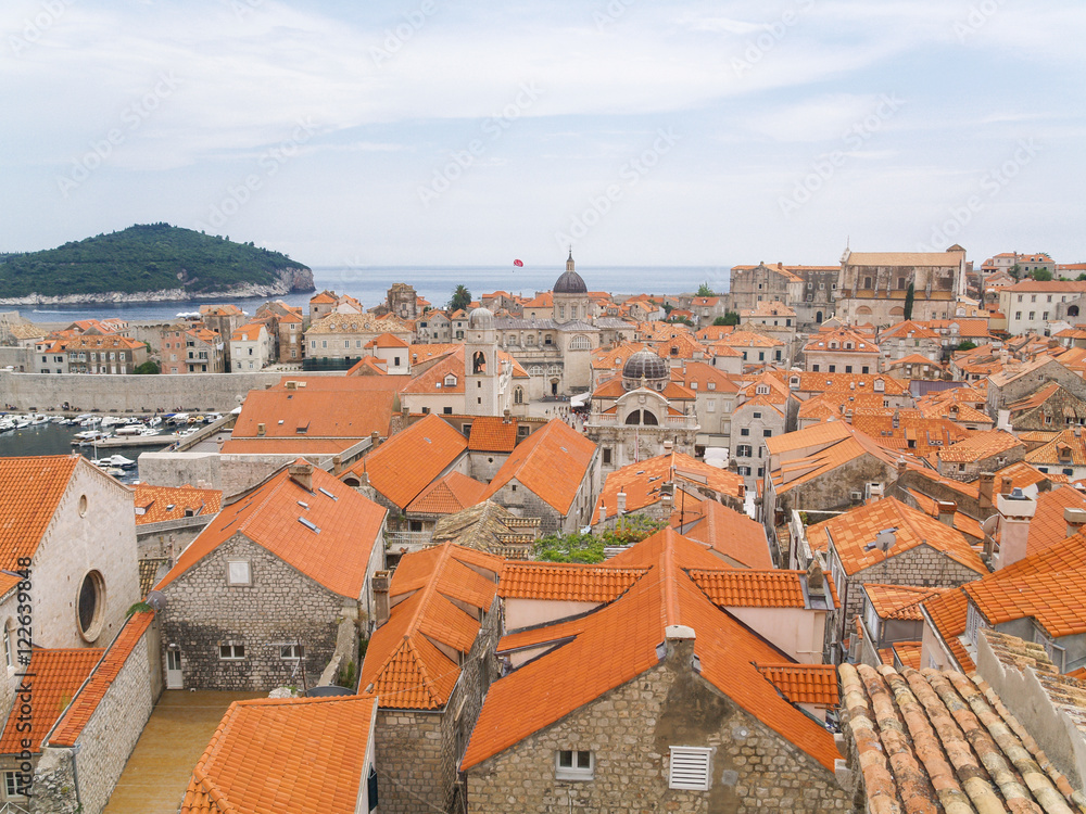 dubrovnik, Croatia, 06/06/2016 Dubrovnik old town croatia, roof top view of churches and houses