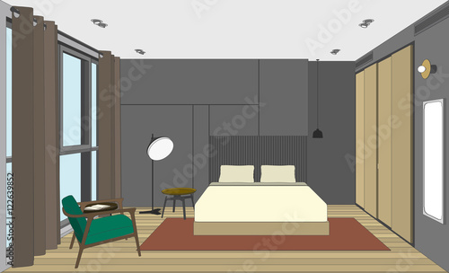 Bedroom perspective view