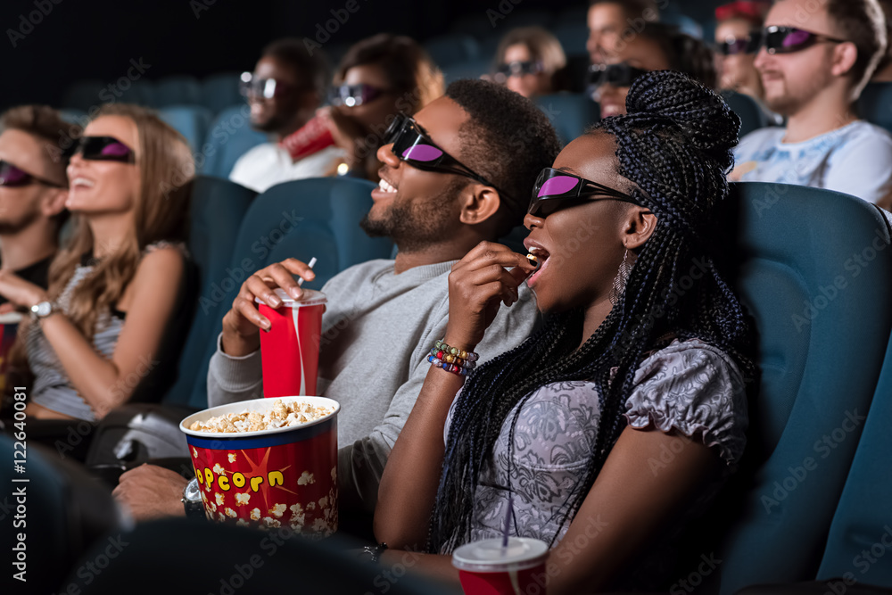 African couple at the cinema