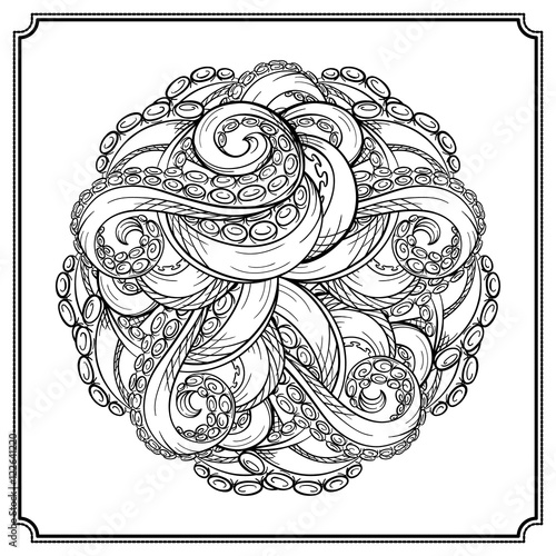 Vector round octopus tentacles pattern