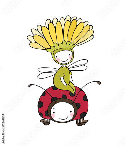 flower fairy and a ladybug.