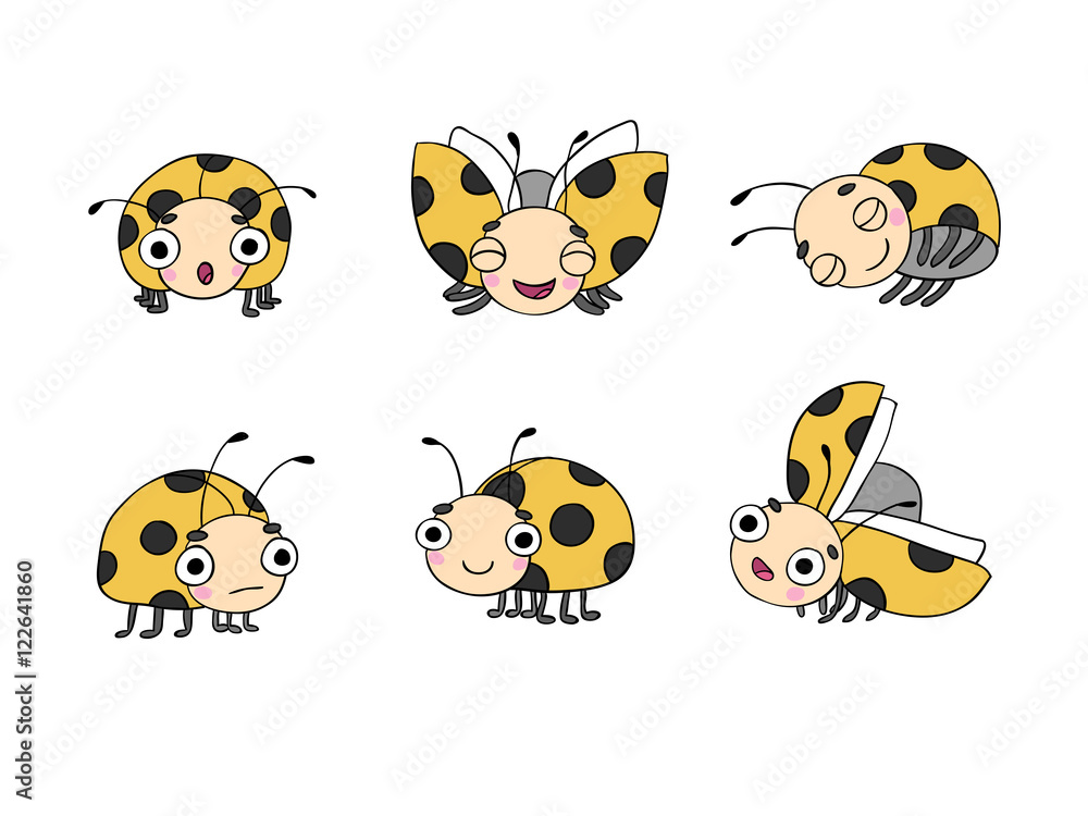 Set of ladybugs. Set of ladybugs.