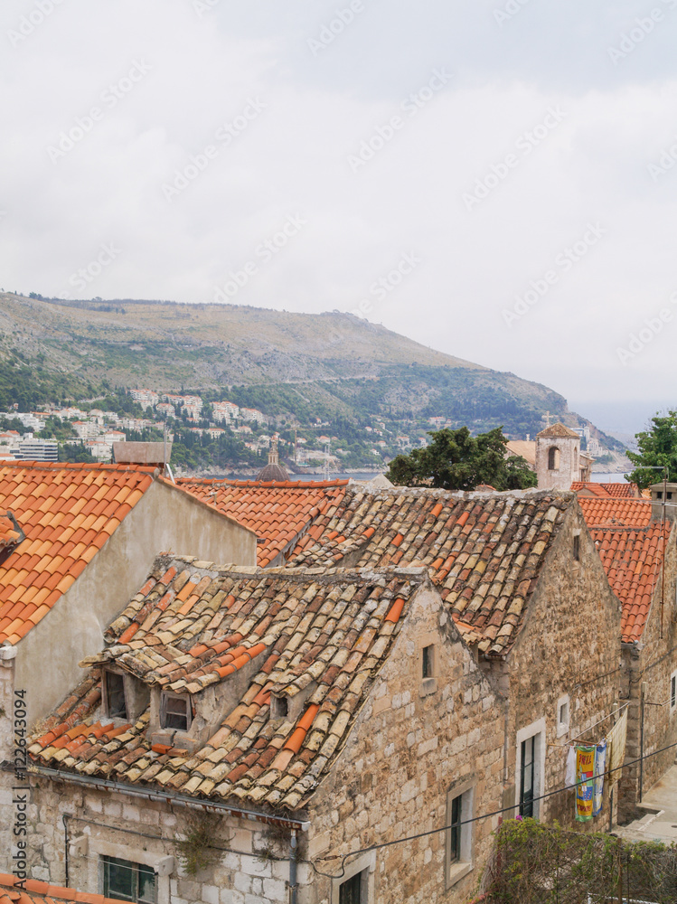 dubrovnik, Croatia, 06/06/2016 Dubrovnik old town croatia, roof top view and mountains