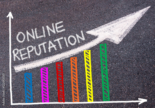 ONLINE REPUTATION written over colorful graph and rising arrow