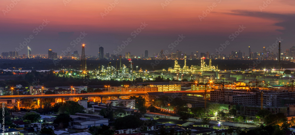 Panorama view of oil refinery factory