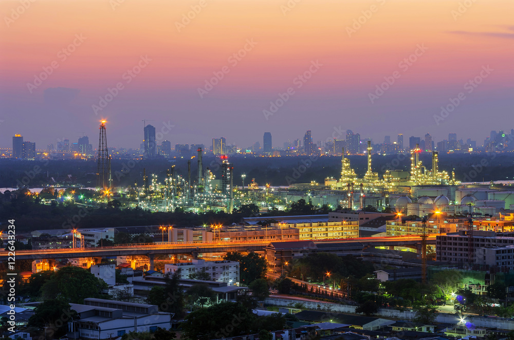 landscape of oil refinery