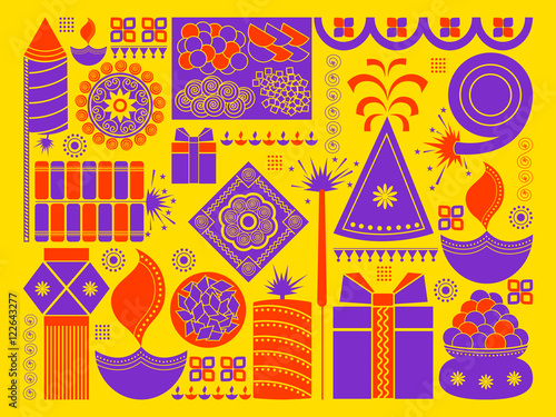 Happy Diwali festival background kitsch art India