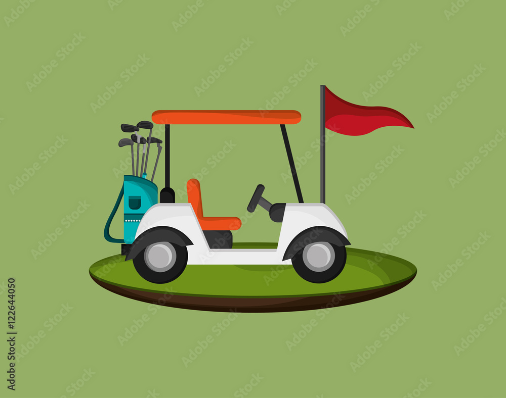 golf cart with golfing related icons image vector illustration design 