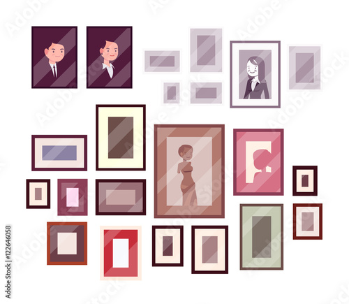 Set of pictures and photos isolated against white background. Cartoon vector flat-style illustration