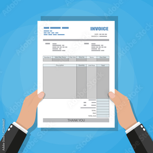 hands. unfill paper invoice form. receipt. bill.