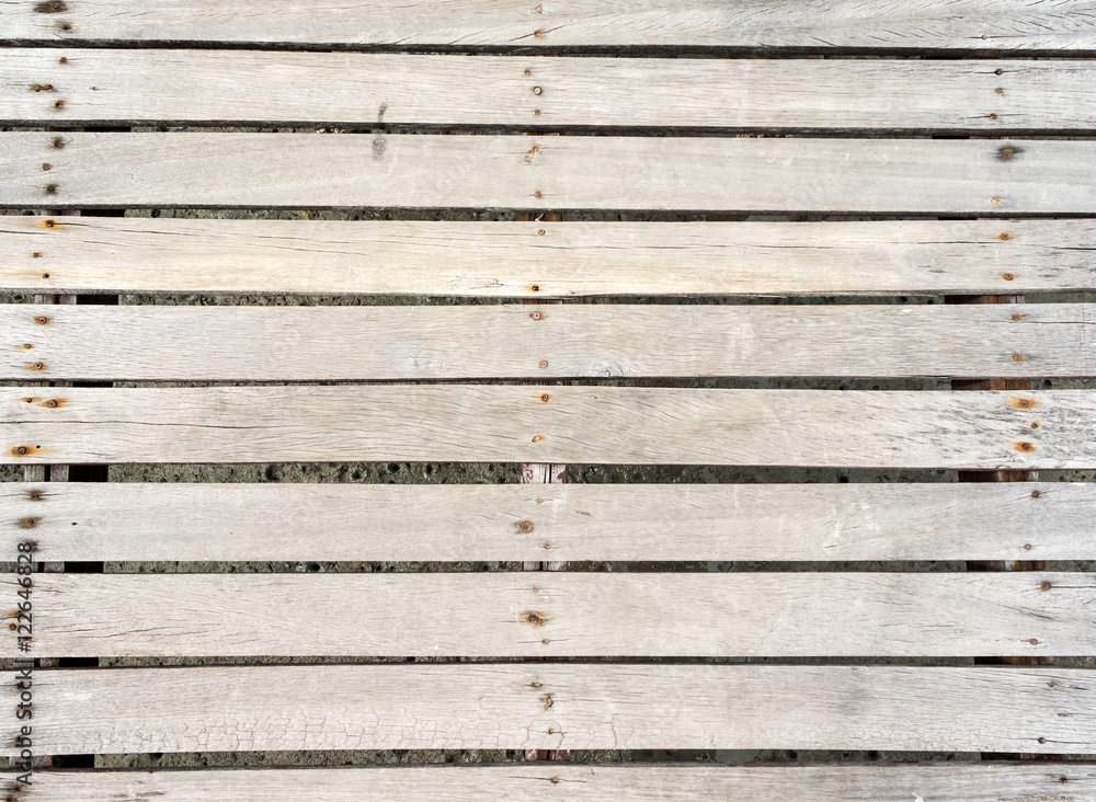 Obraz premium grunge rotting pale wood plank bridge floor texture background