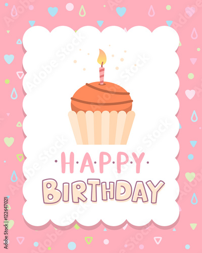Vector colorful illustration. Happy birthday template poster wit