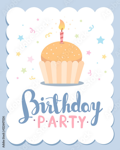 Vector colorful illustration. Happy birthday template poster wit