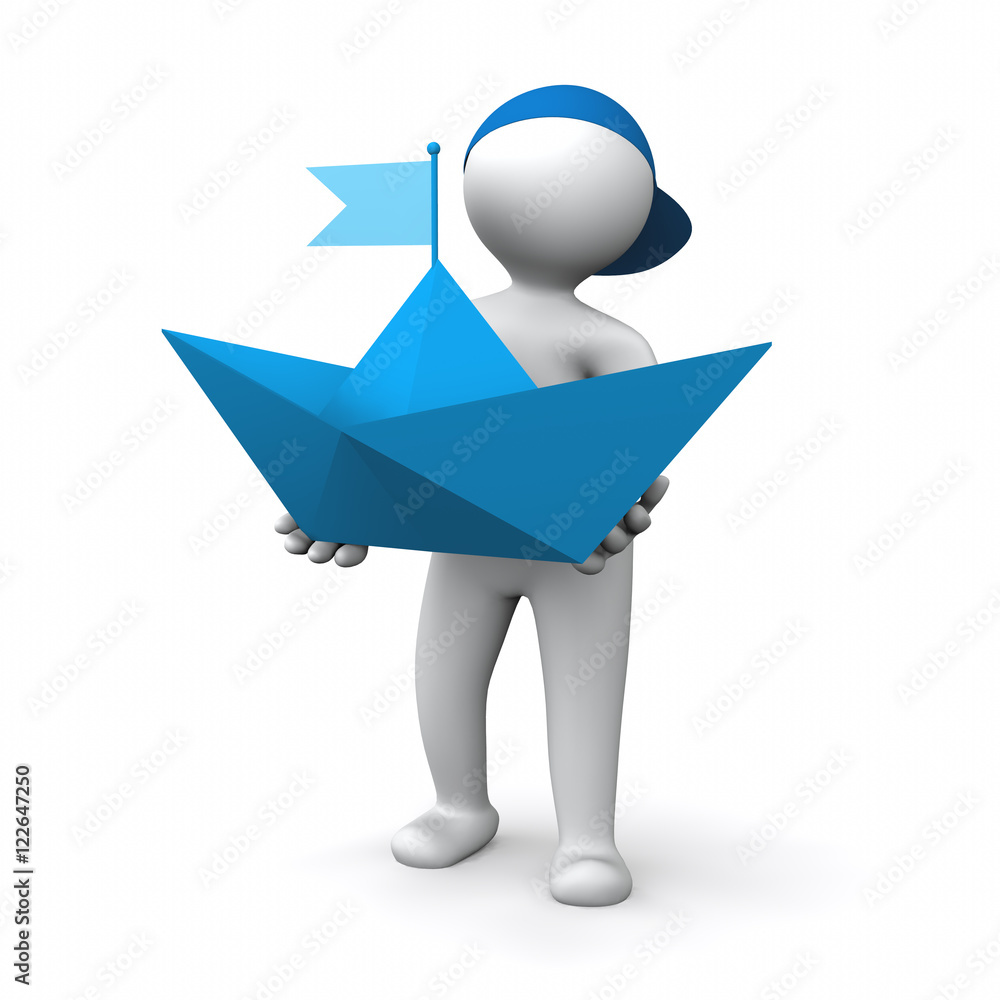 3D Man paper ship 3D Man paper ship