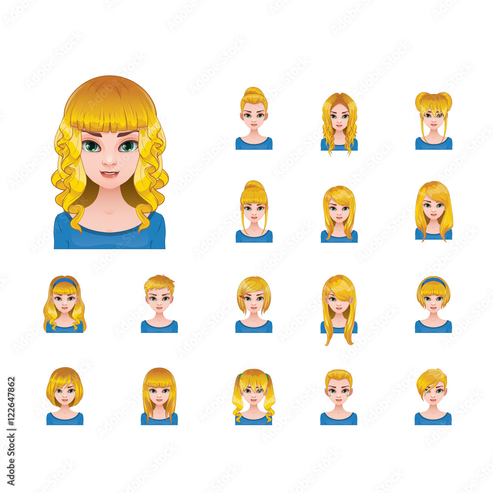Blonde woman with various hairstyles Blonde woman with various hairstyles