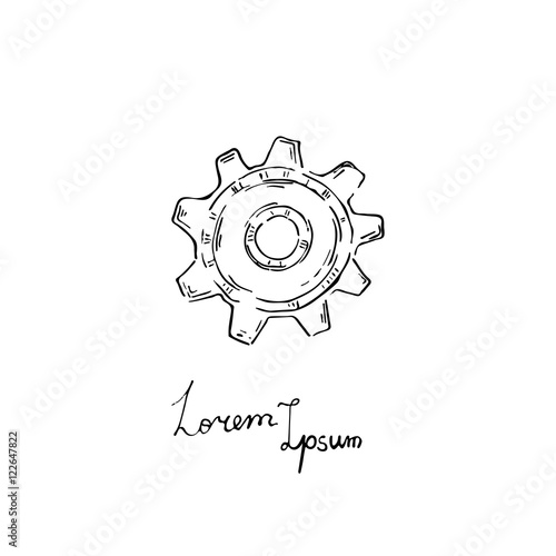 Vector gear icon. Doodle style. photo