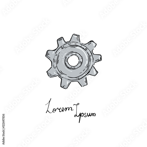 Vector gear icon. Doodle style. photo