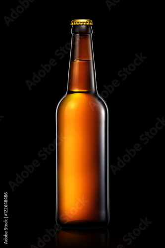 Beer bottle or cider isolated on black background