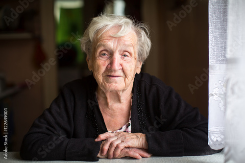 Portrait of an elderly woman close-up. photo