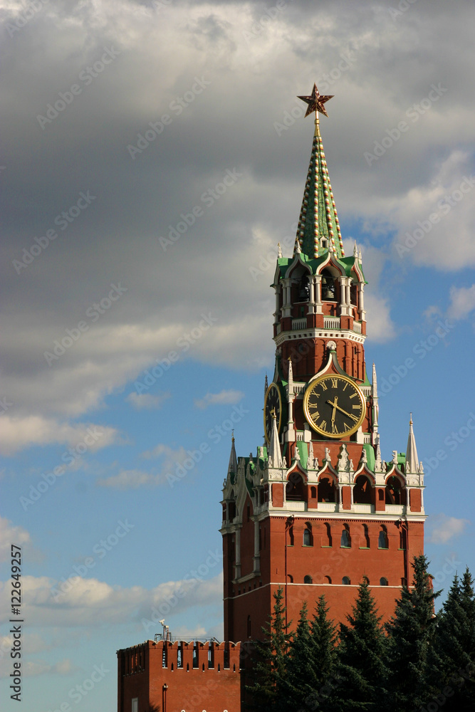 The top of the tower on sky background The top of the tower on sky background