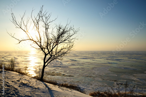 Winter landscape on sunrise