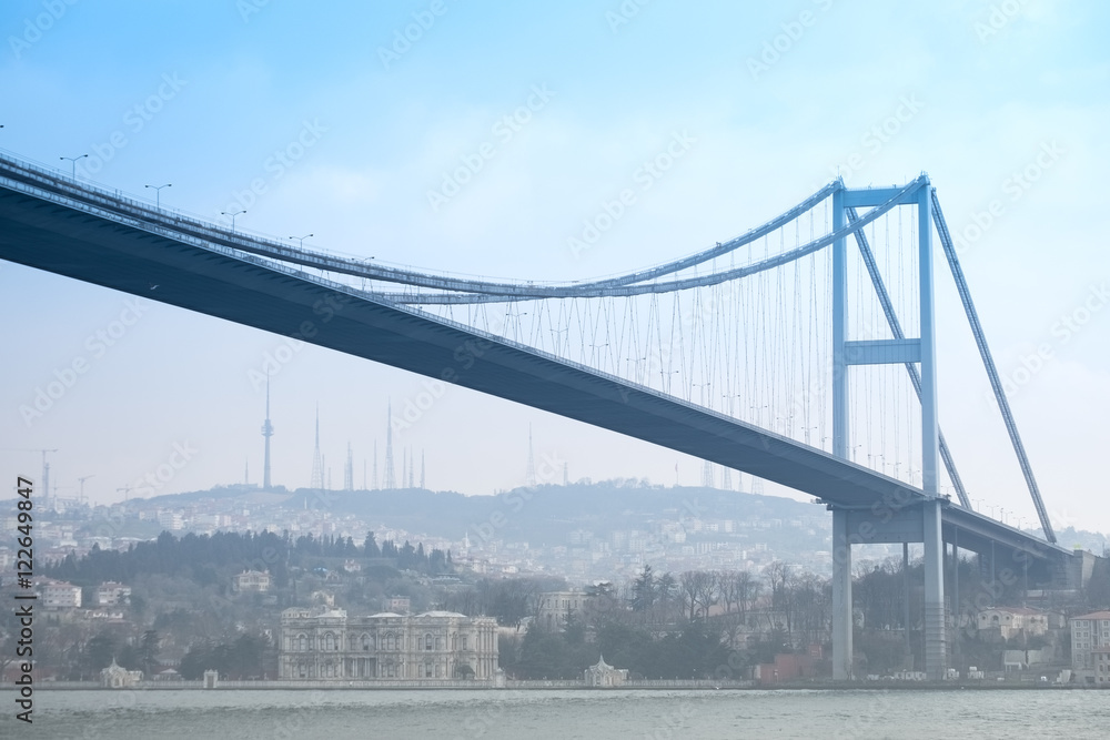 The Bosphorus Bridge also called the 'First Bosphorus Bridge' is one of the three bridges in Istanbul, Turkey
