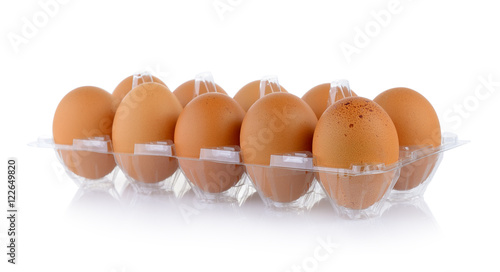 eggs in pack isolated on white background