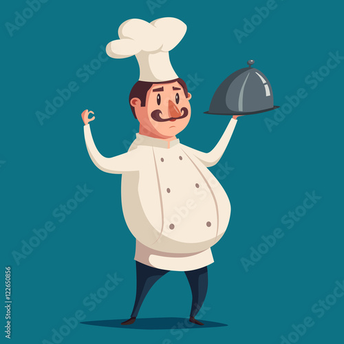 Funny chef, cute character. Vector cartoon illustration