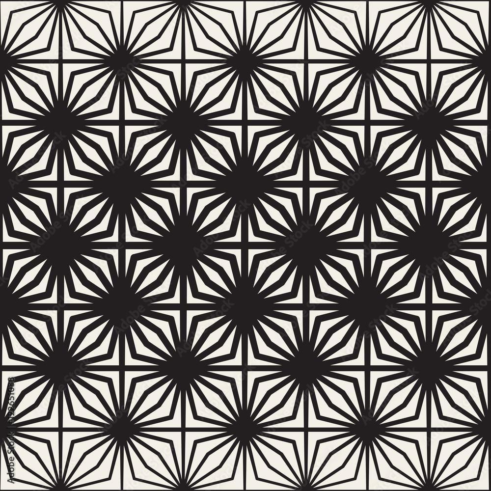 Vector Seamless Black and White Lines Grid Pattern